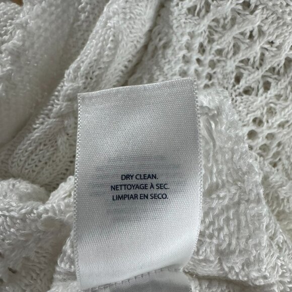 Polo Ralph Lauren Cropped Boxy Top Medium White‎ Linen Fringe Crochet TP-3481 - Picture 11 of 11